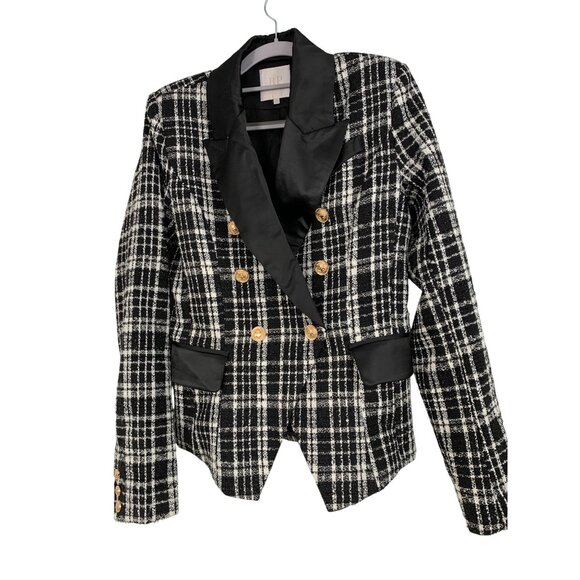 Rachel Parcell Black Sparkle Plaid Blazer  Double Breasted Size 4 RV10320 EUC - Picture 8 of 11